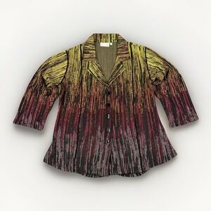 Paper Lace Art to Wear Blazer Size Medium Abstract Paint Knit Button Lightweight